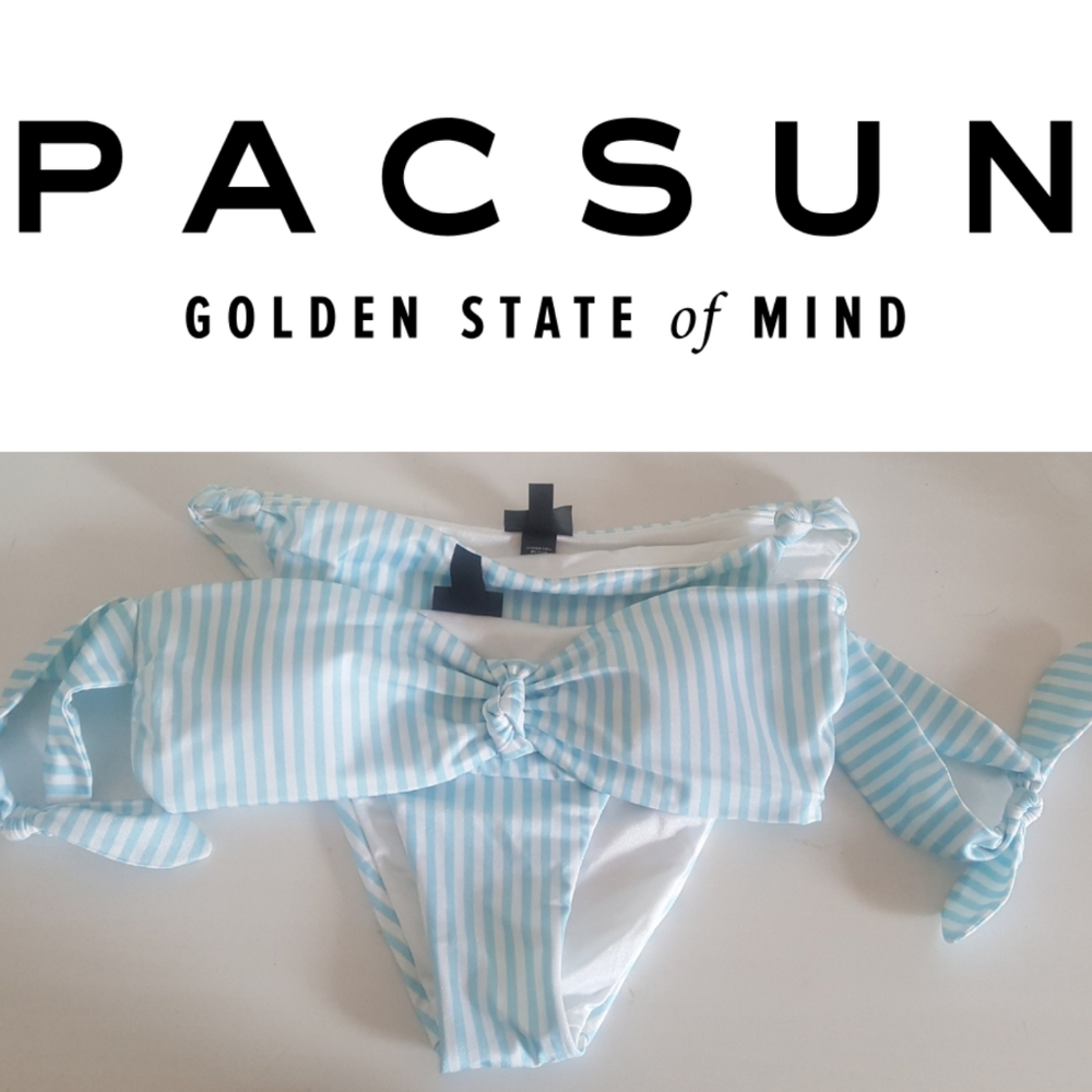 NWOT Pacsun L.A. Hearts Off the Shoulder Striped Bikini Set